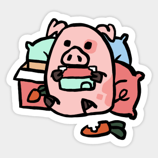 Cute Cartoon Piggy Playing Games Sticker